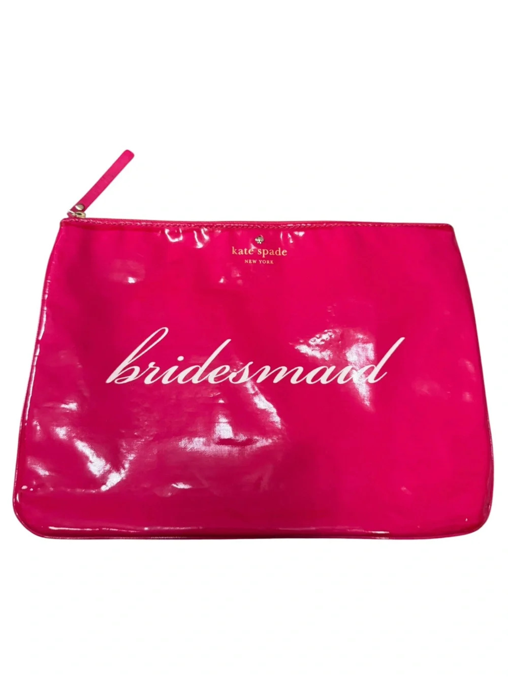 kate spade Hot Pink Vinyl Zip Pouch with Bridesmaid